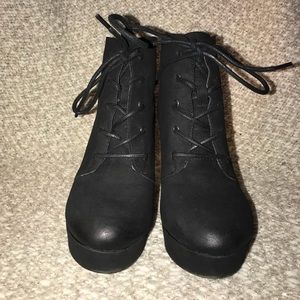 Lace up heel ankle booties